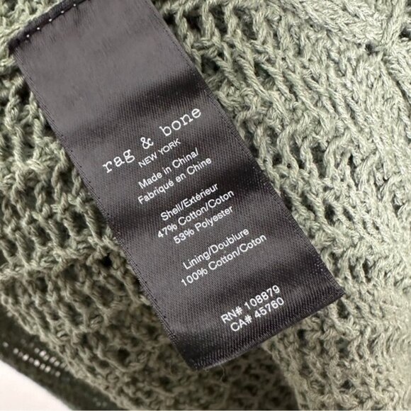 NEW Rag and Bone Riley Crochet Knit Split Hem Maxi Dress Sage Green Size XL Boho - Picture 9 of 15